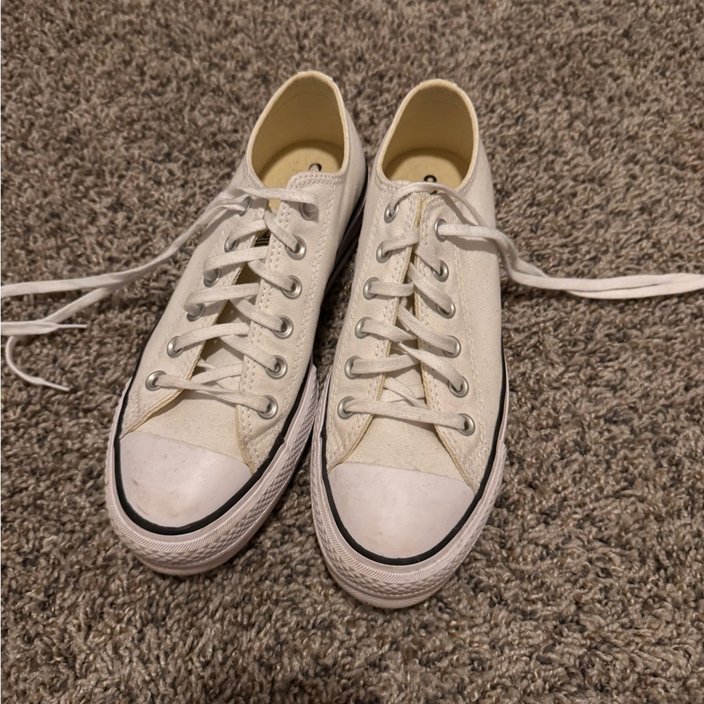 Converse Low Top Sneakers in White with Black Trim